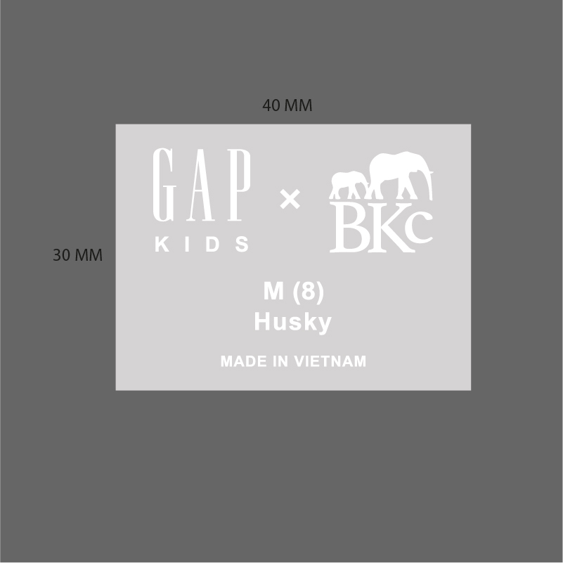 nhãn in chuyển nhiệt GAP 30x40mm Nhãn in chuyển nhiệt GAP